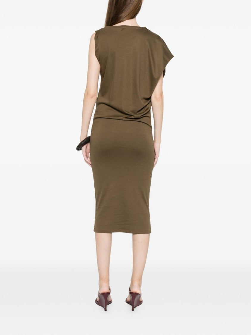 Jacquemus Green Asymmetric Sleeve Mini Dress