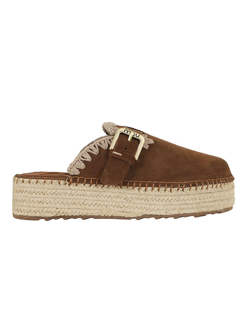 Mou Suede Jute Clog With Signature Crochet Detailing