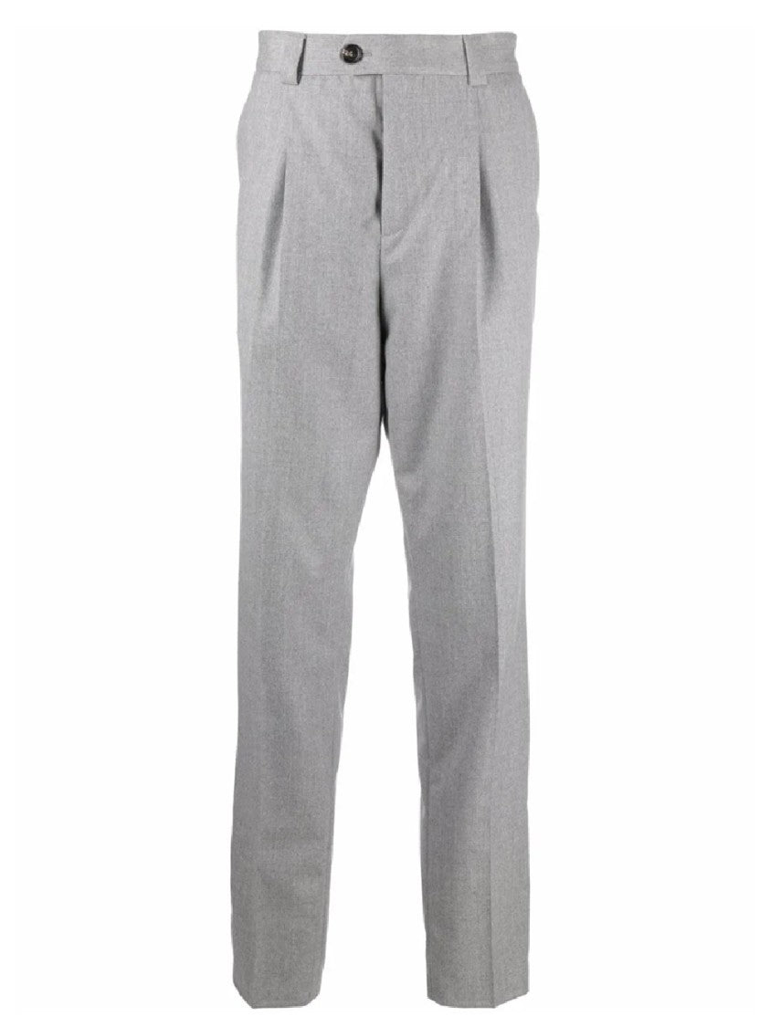 Brunello Cucinelli Tailored Light Grey Wool Trousers