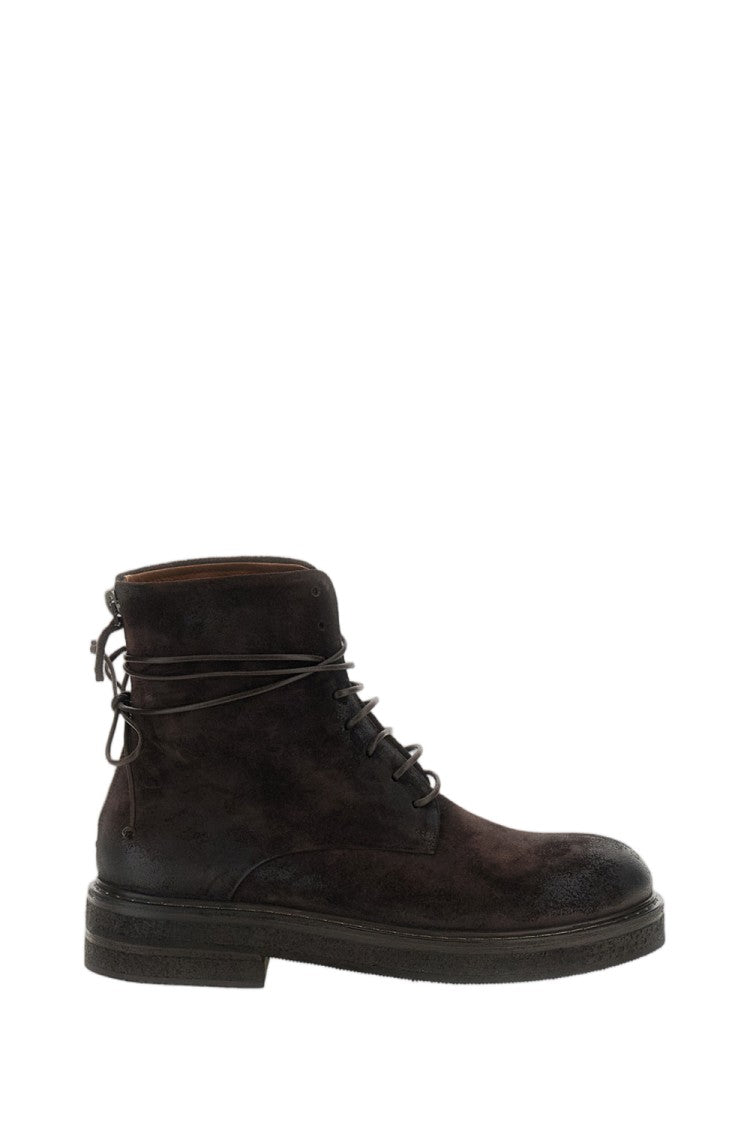 Marsèll Dark Brown Parrucca Rear-Zip Reverse Leather Ankle Boots