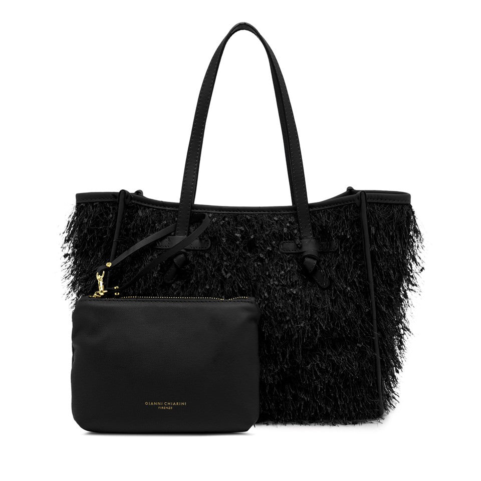 Gianni Chiarini Marcella Fringe Textured Black Handbag