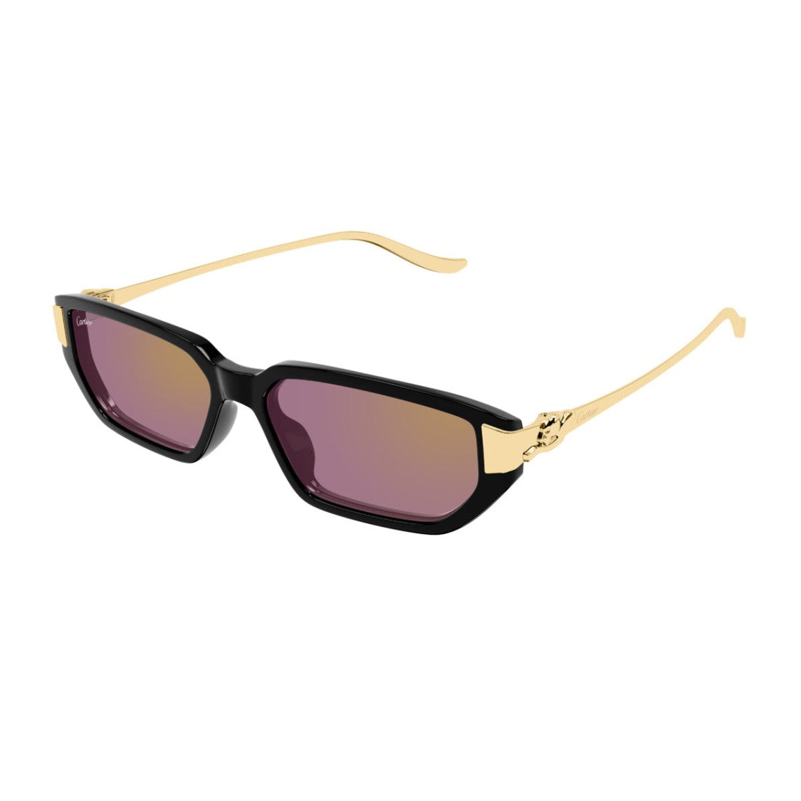 Cartier Bold Rectangular Sunglasses In Recycled Acetate With Gold Accents