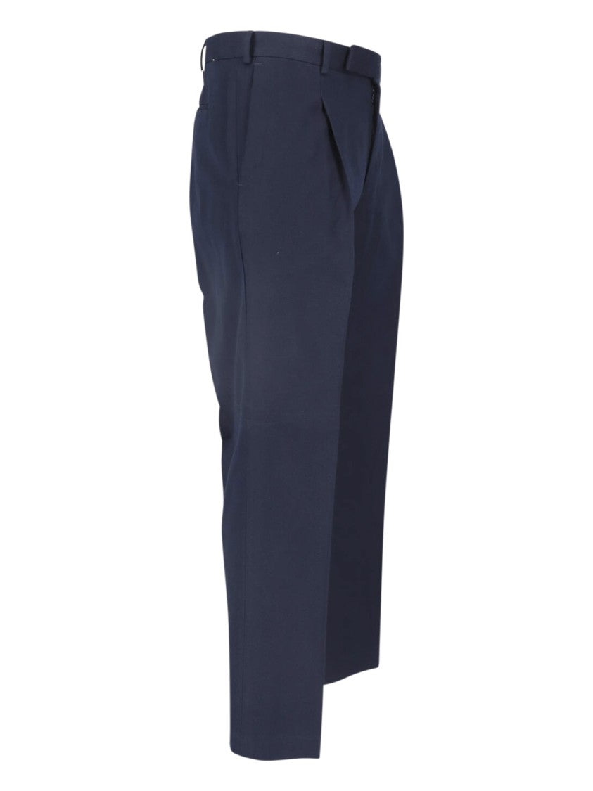 Pt Torino Blue High-Waisted Pleated Virgin Wool-Blend Formal Pants