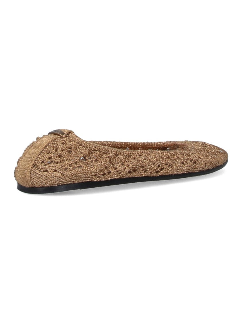 Isabel Marant "Belna" Crochet Ballerinas – Gold