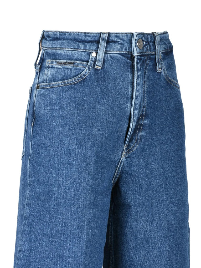 Calvin Klein Blue High-Rise Wide-Leg Jeans