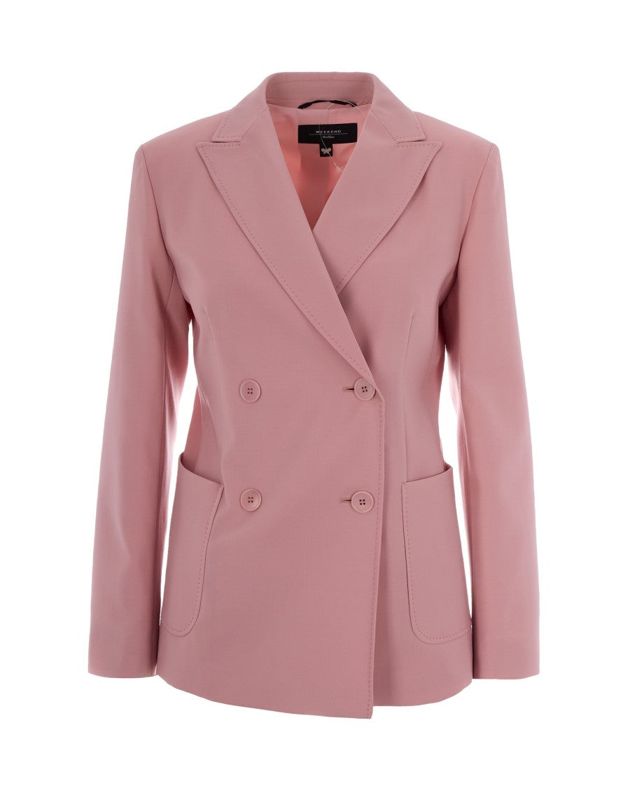 Max Mara Double-Breasted Tailored Blazer In Natural Stretch Virgin Wool