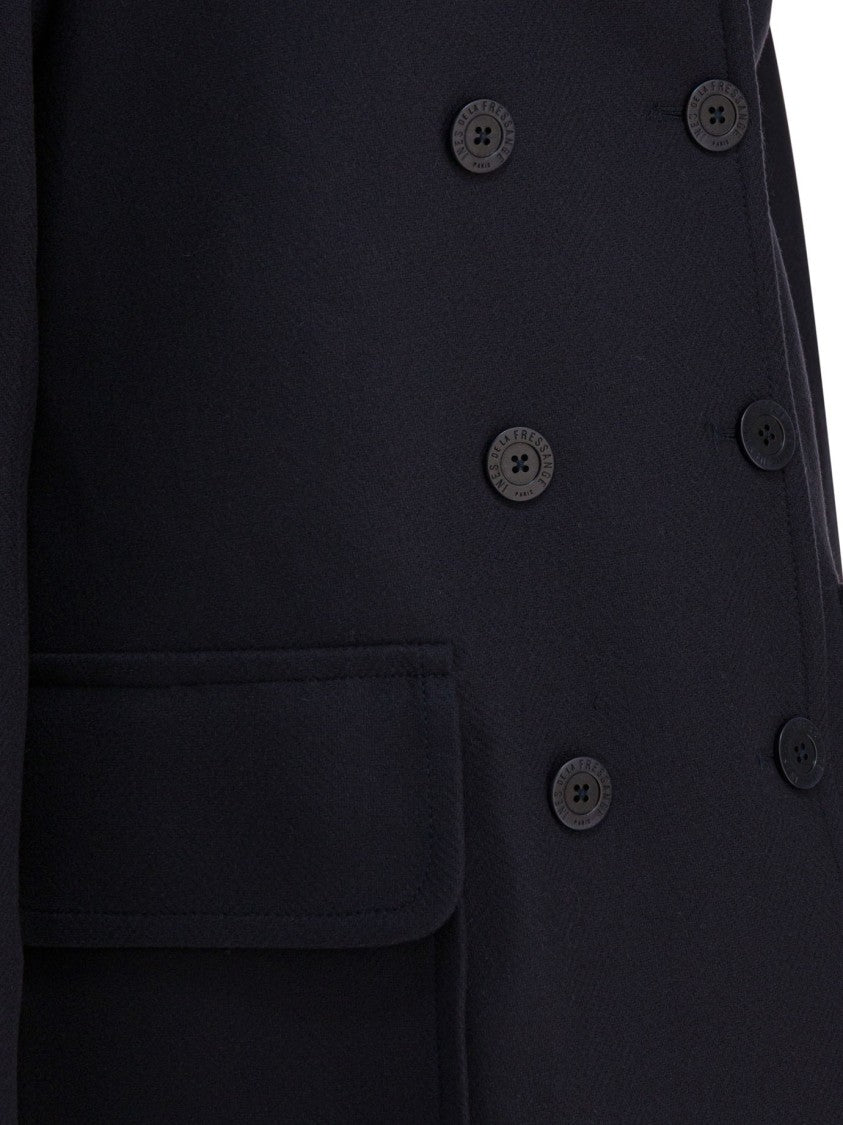 Ines De La Fressange Double-Breasted Wool Blend Coat With Notched Collar