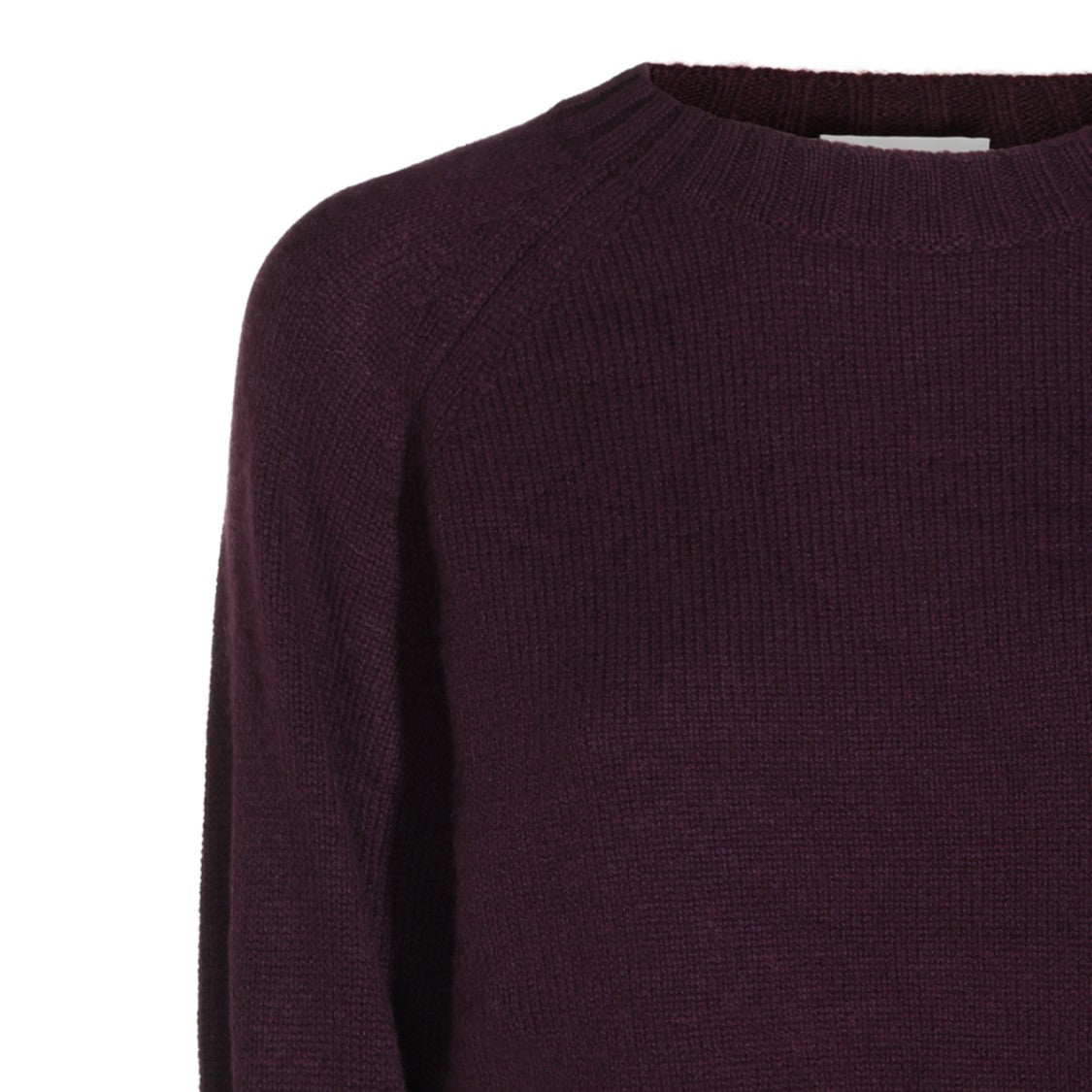 Allude Deep Plum Ribbed Crew Neck Knit Sweater