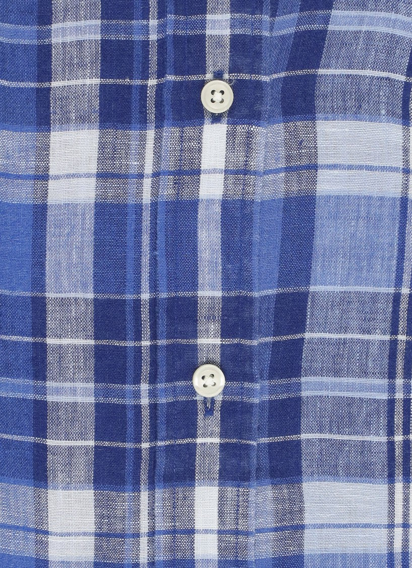 Polo Ralph Lauren Blue Checked Pony Linen Shirt