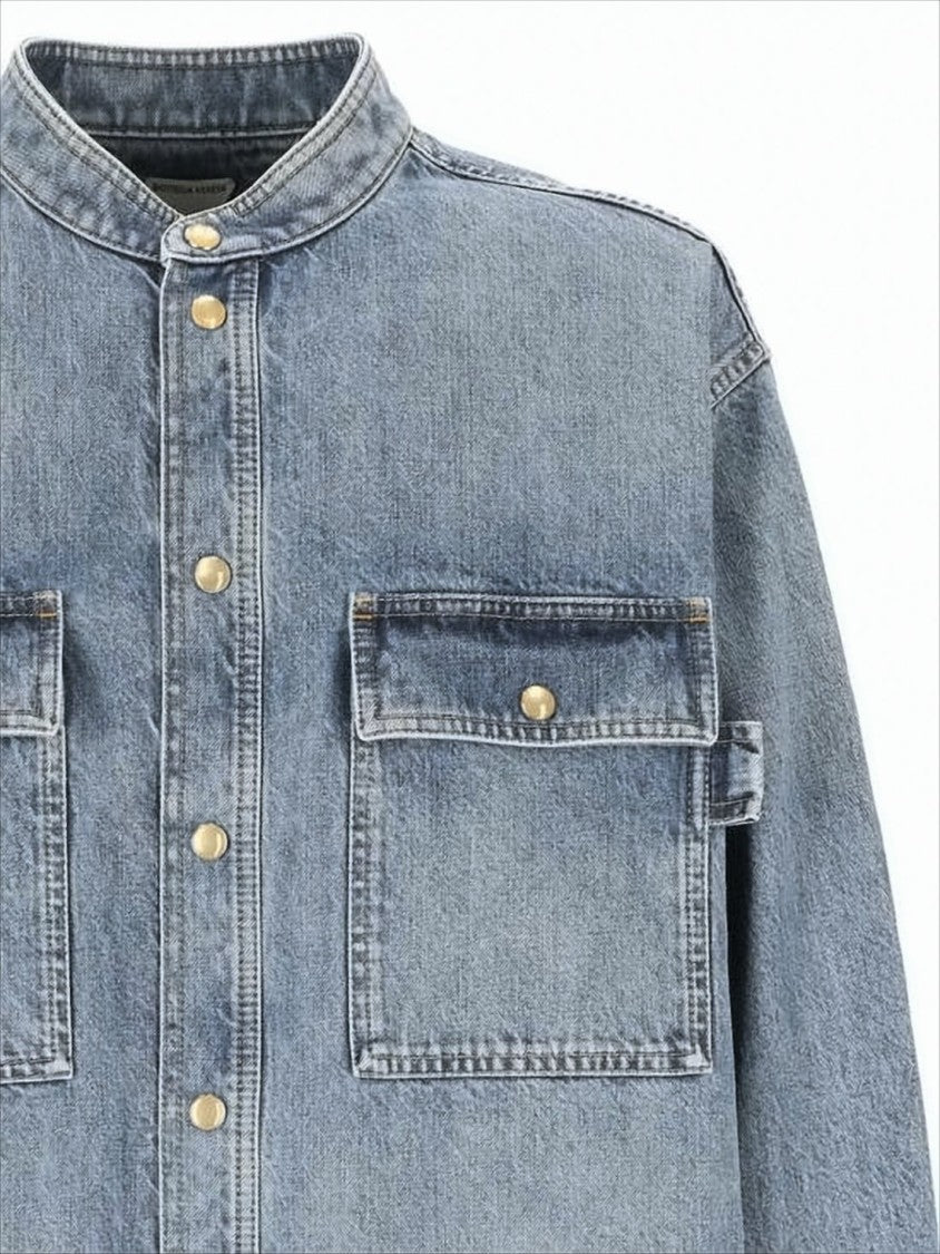 Bottega Veneta Relaxed-Fit Denim Shirt With Band Collar