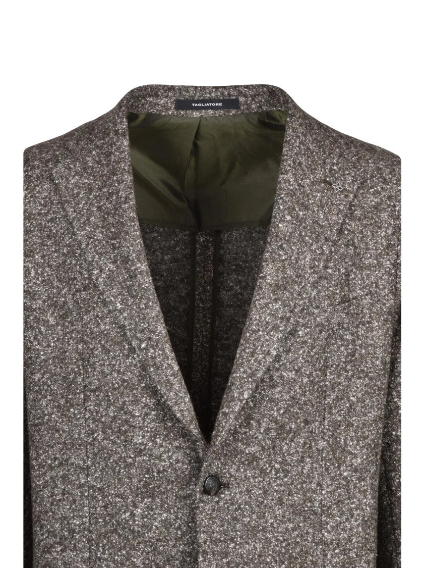 Tagliatore Grey Bouclé Virgin Wool-Silk Jacket