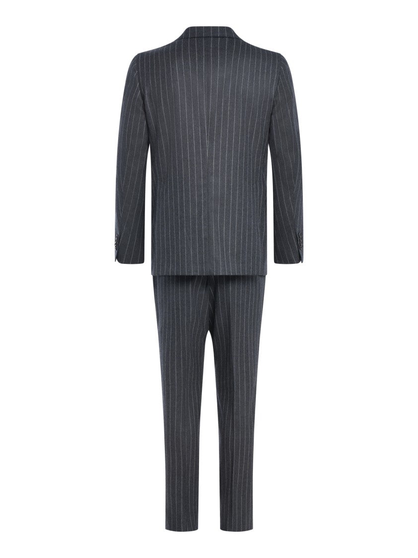 Franzese Collection Double-Breasted Pinstriped Suit In Super 120'S Virgin Wool