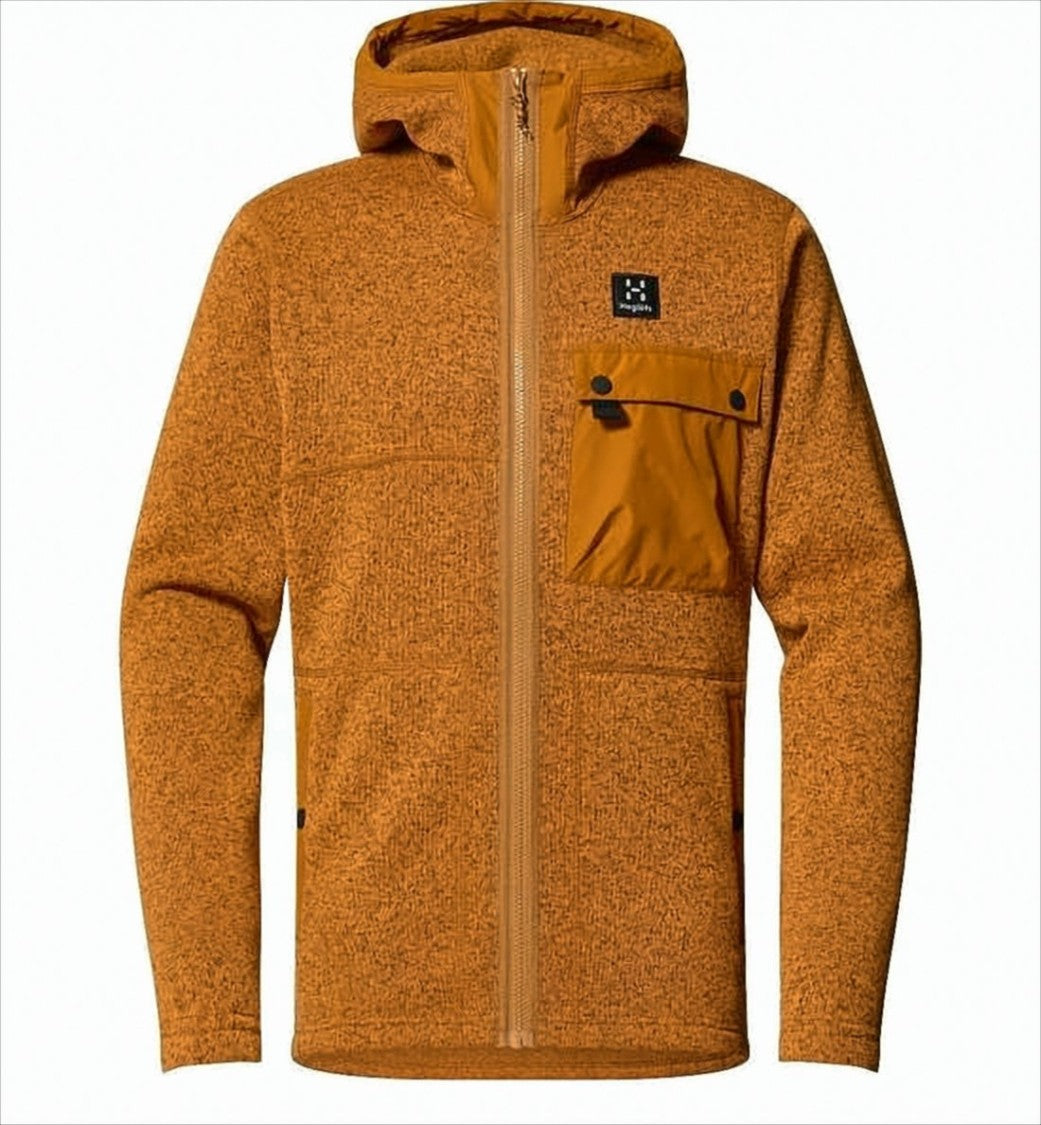 Haglöfs Textured Knit Zip Through Jacket In Warm Orange