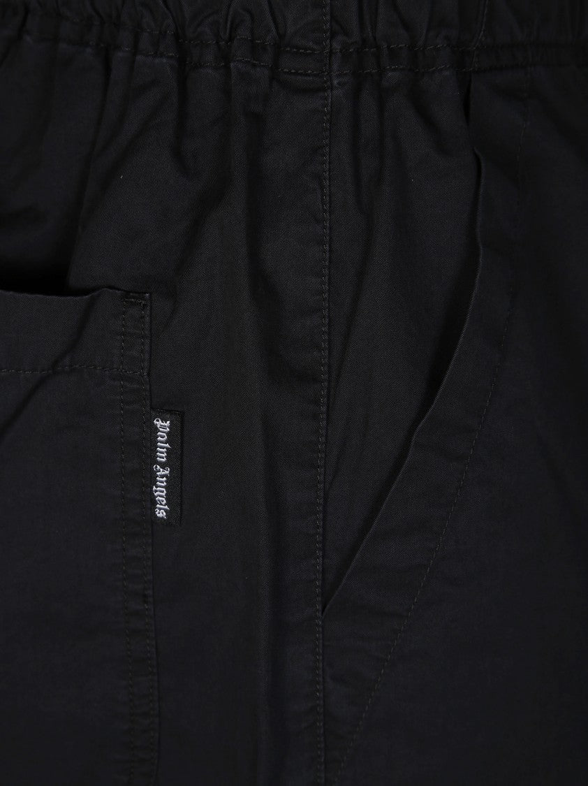 Palm Angels Loose-Fitting Black Pants With Curved Logo Detail