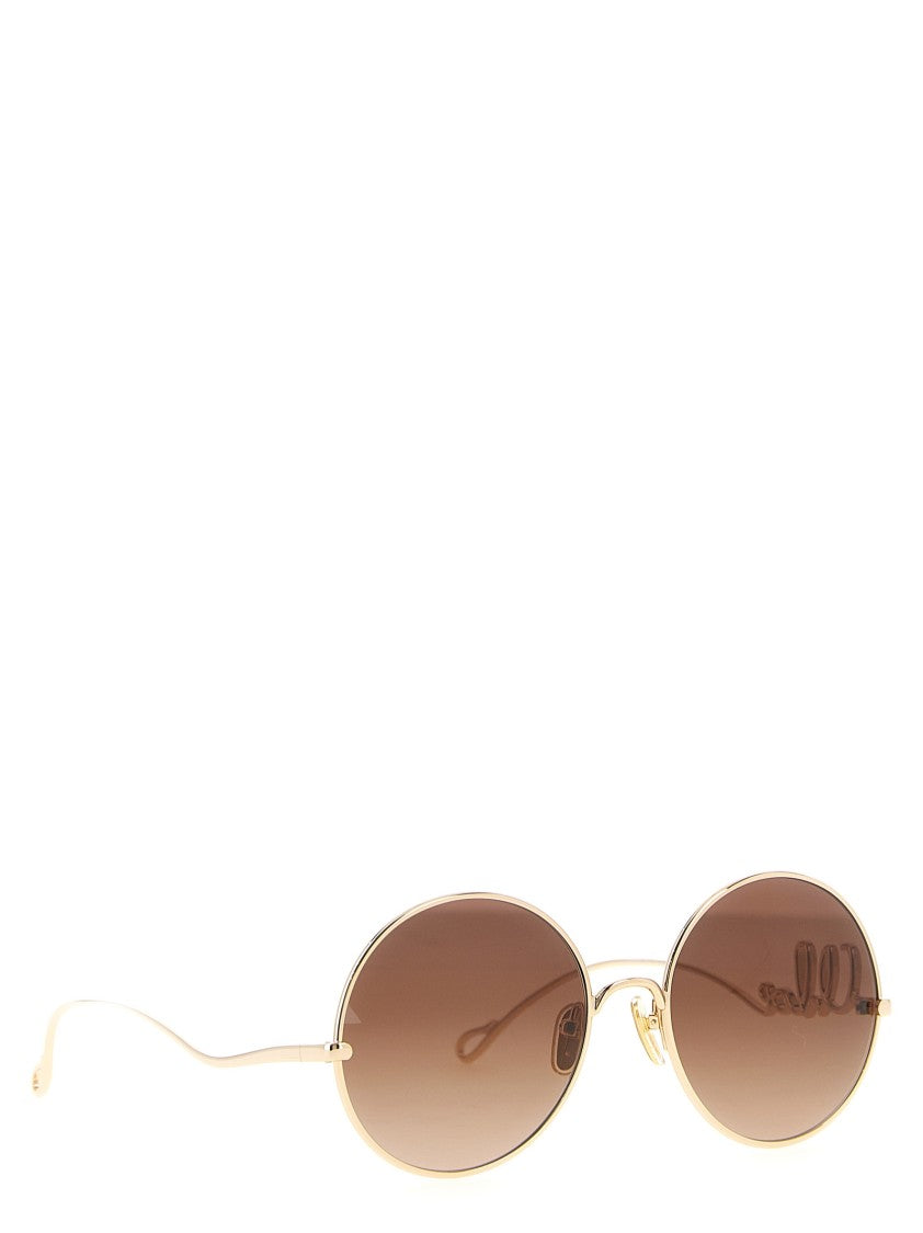 Chloé Oval Gold Sunglasses With Thin Metal Frame