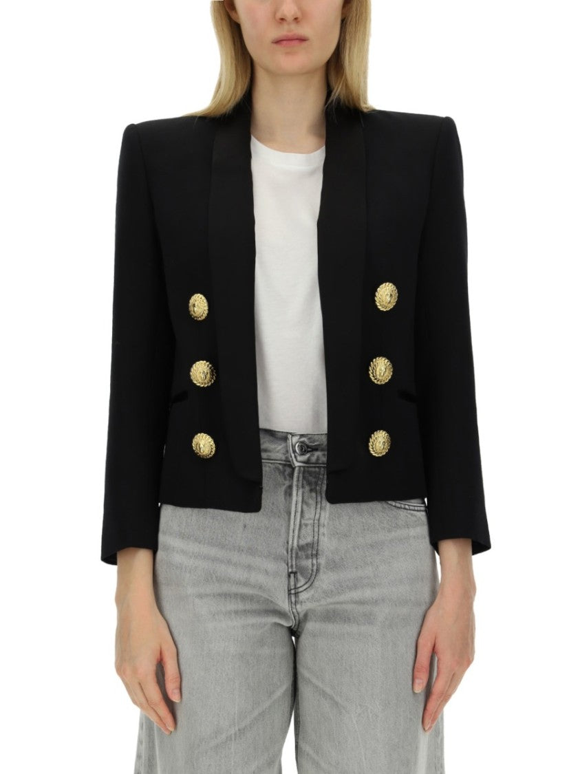 Balmain Tailored Cropped Jacket With Double-Breasted Front