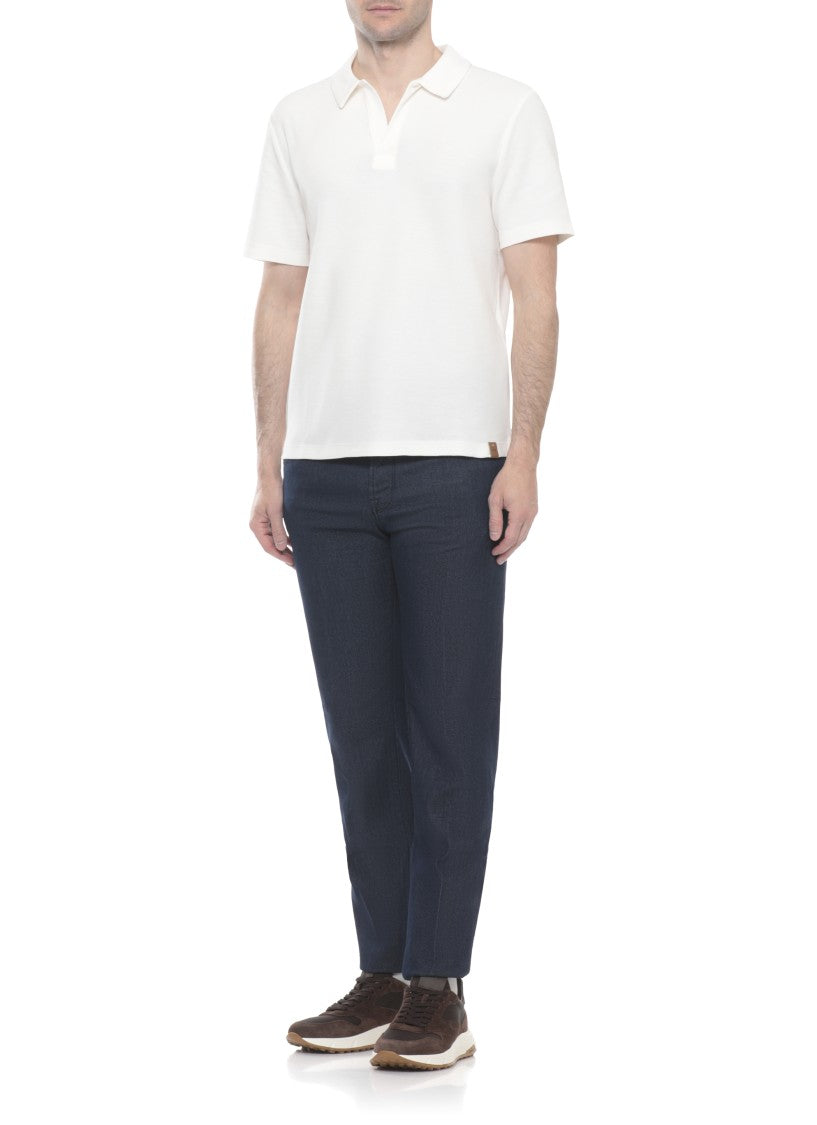 Jacob Cohen Ivory Cotton-Silk Polo Shirt