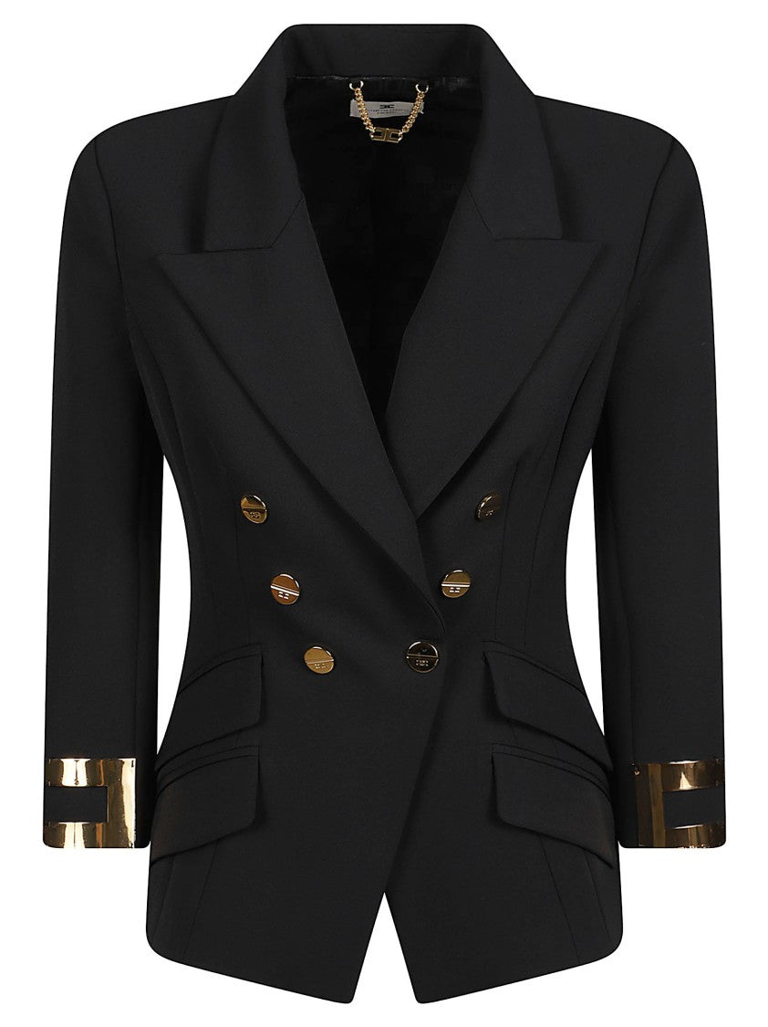 Elisabetta Franchi Structured 3/4 Sleeve Jacket With Double-Breasted Front