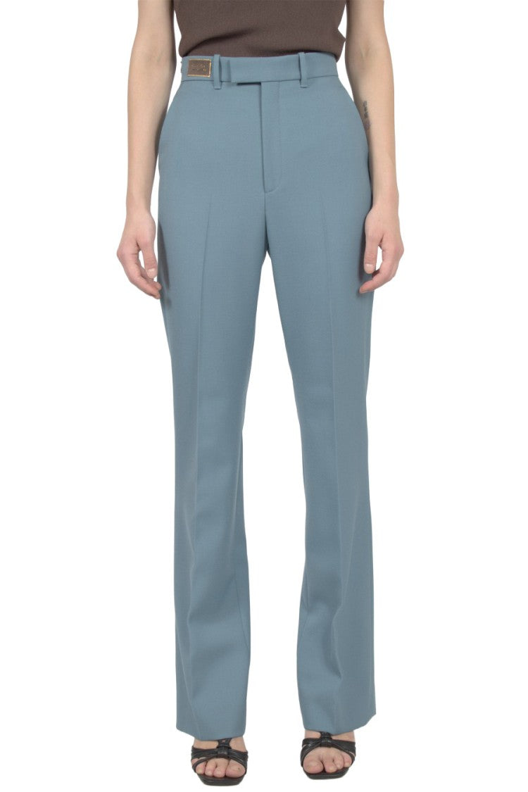 Gucci Sky Blue Cotton-Blend Straight-Leg Pants