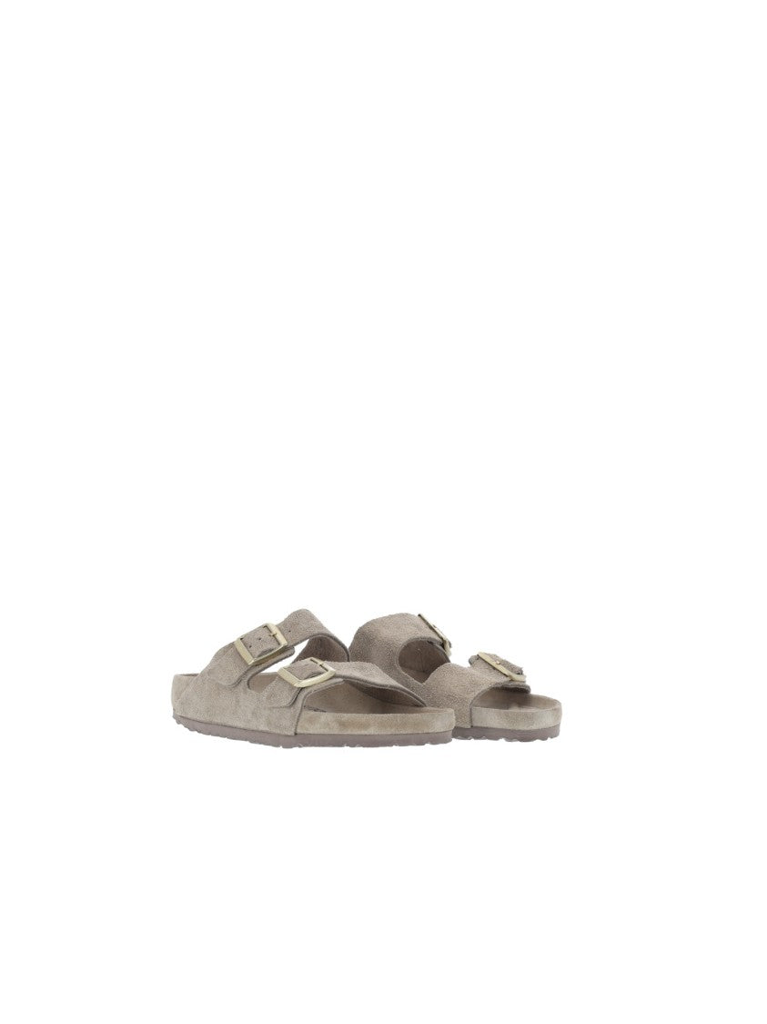 Birkenstock Taupe Arizona Suede Leather Slide Sandal