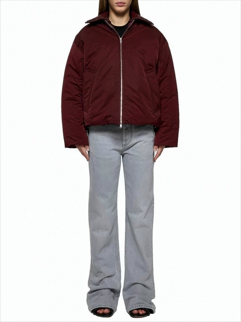 Bottega Veneta Boxy Cropped Jacket With Woven Textured Collar