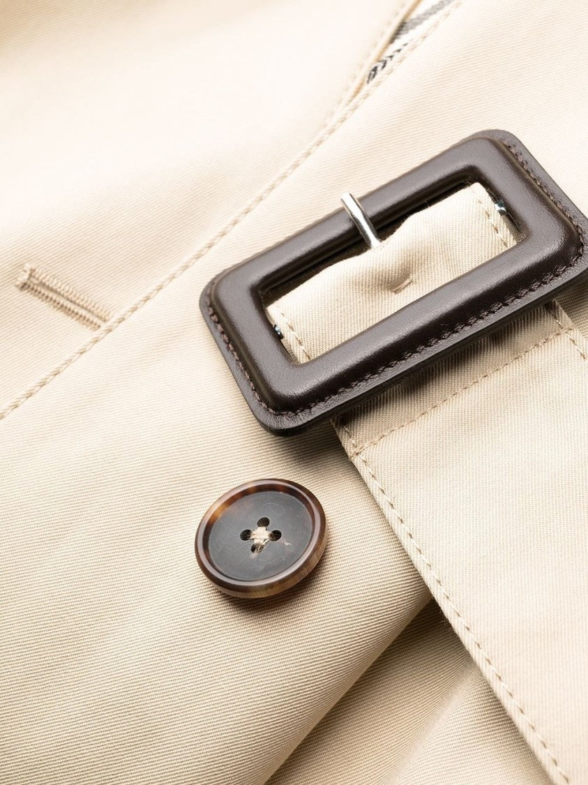 Maison Margiela Structured Beige Long Trench Coat With Belted Waist And Buttoned Cuffs