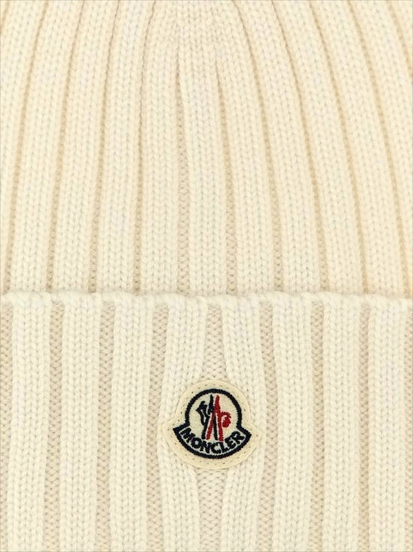 Moncler Ribbed Knit Beanie With Folded Cuff And Logo Patch