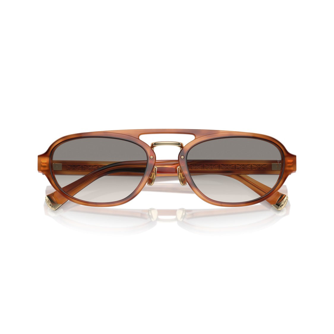Brunello Cucinelli 0Bc4008s Translucent Amber Oval Sunglasses With Gold Accents