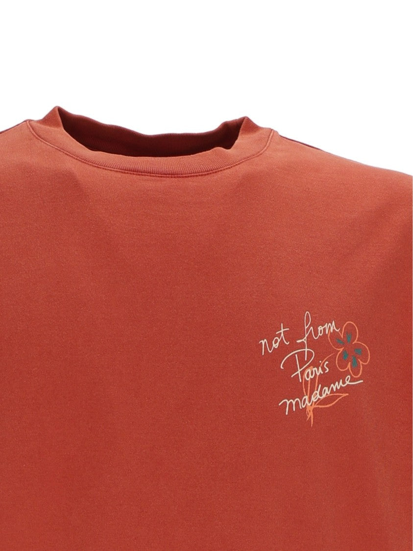 Drôle De Monsieur Brick Red Slogan Handwritten T-Shirt