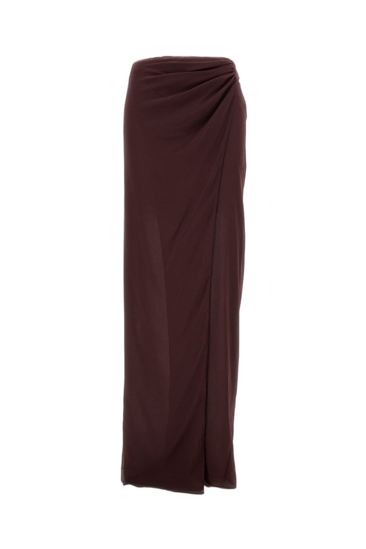 The Andamane Draped Midi Skirt With Concealed Zip And Side Split