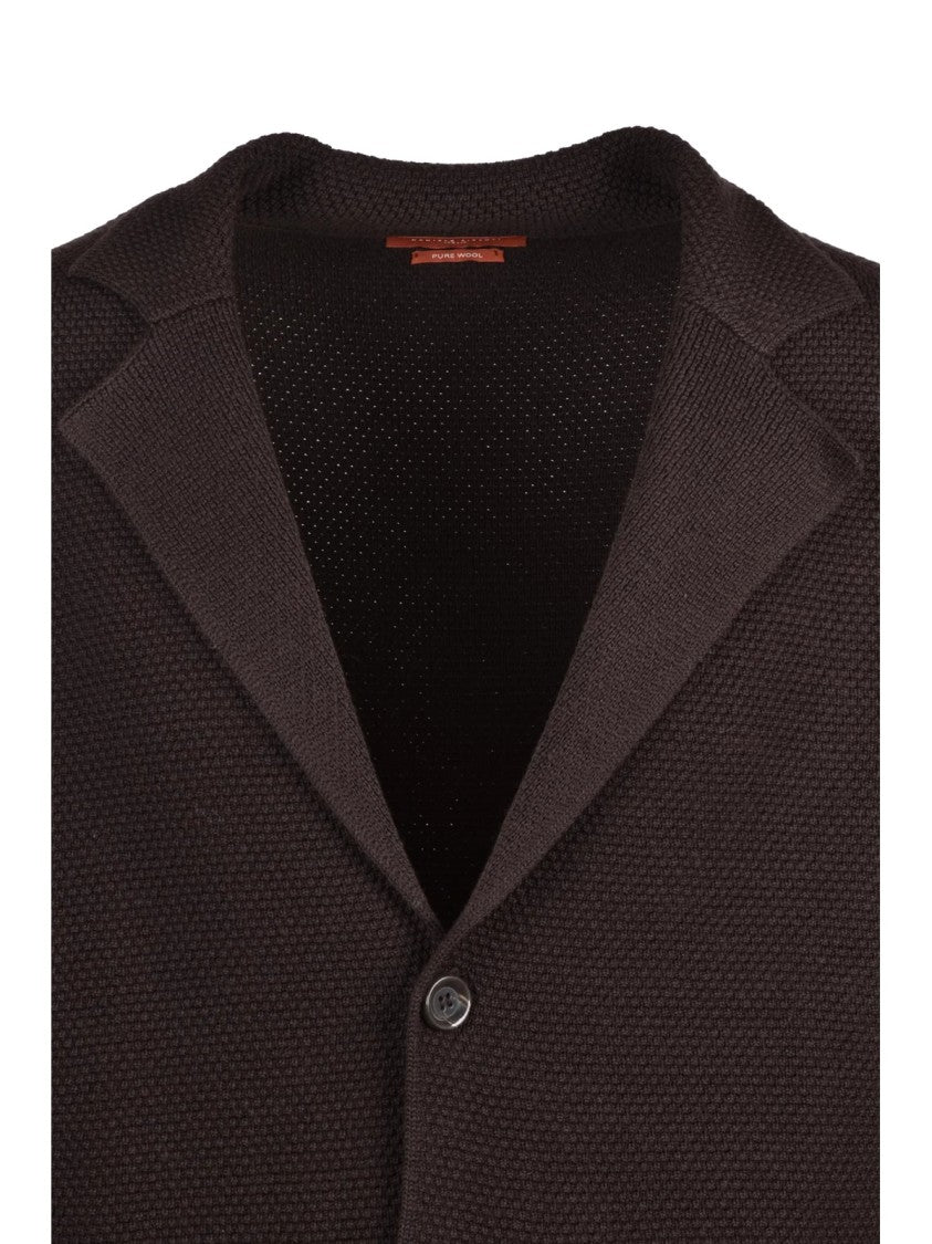 Daniele Fiesoli Brown Merino Wool Knit Cardigan