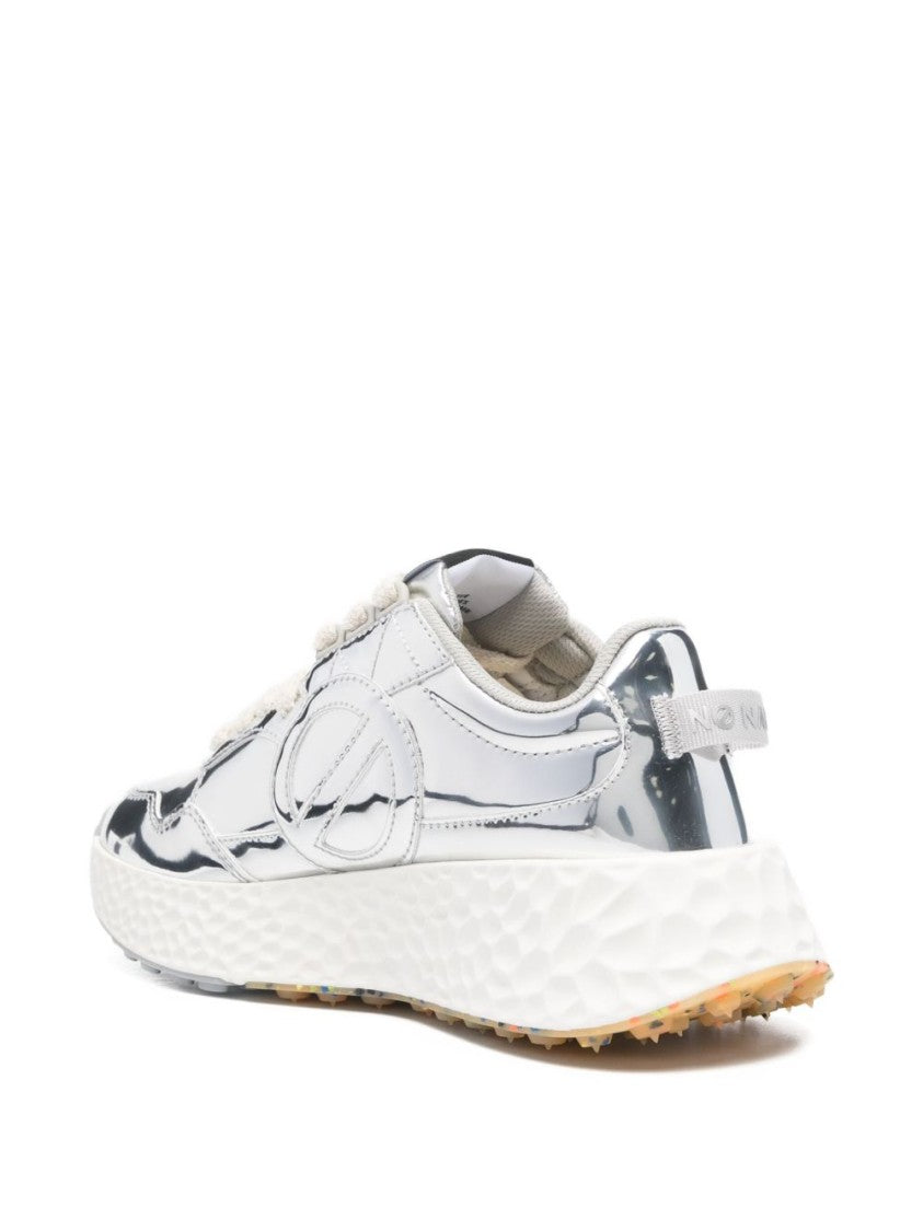 No Name Reflective Silver Sneakers With White Sole