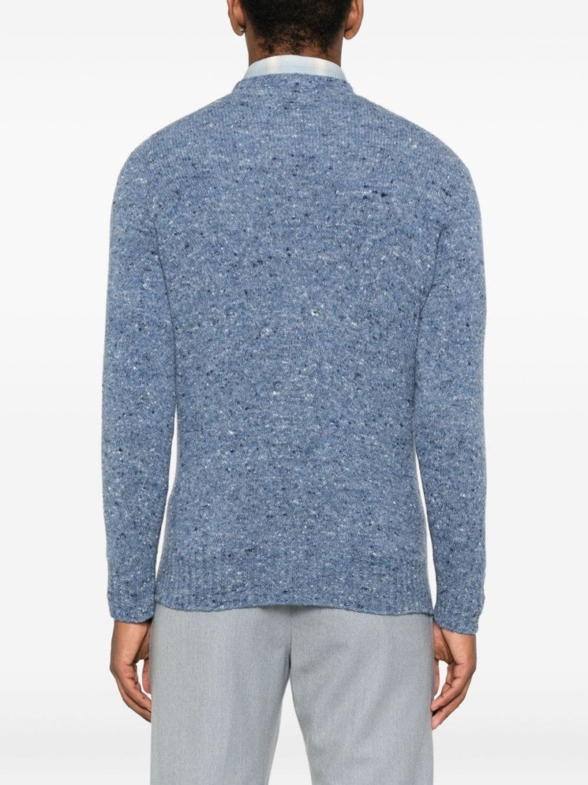 Drumohr Blue Speckled Pattern Crew Neck Sweater