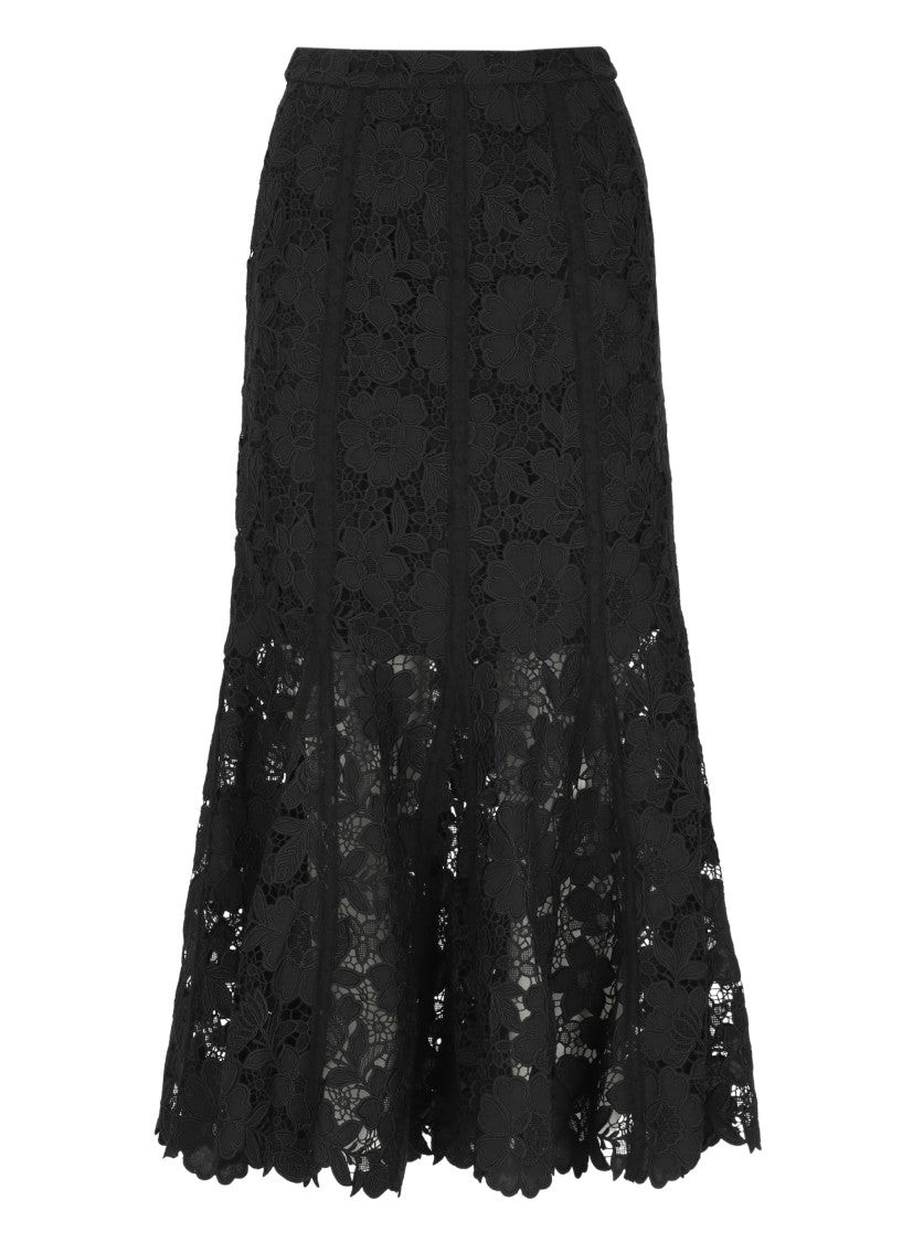 Self-Portrait Mermaid Silhouette Black Floral Lace Self-Portrait Skirt