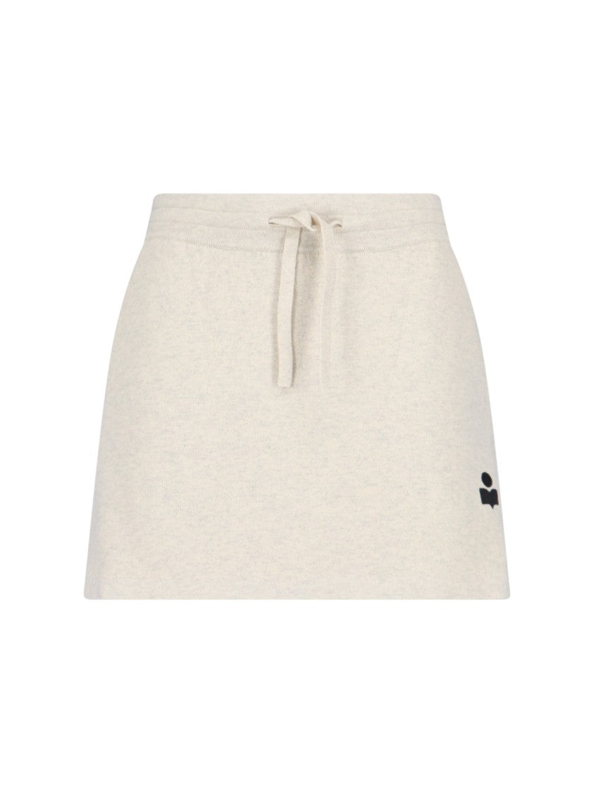 Isabel Marant Étoile Sporty Mini Skirt In Cream Stretch Cotton
