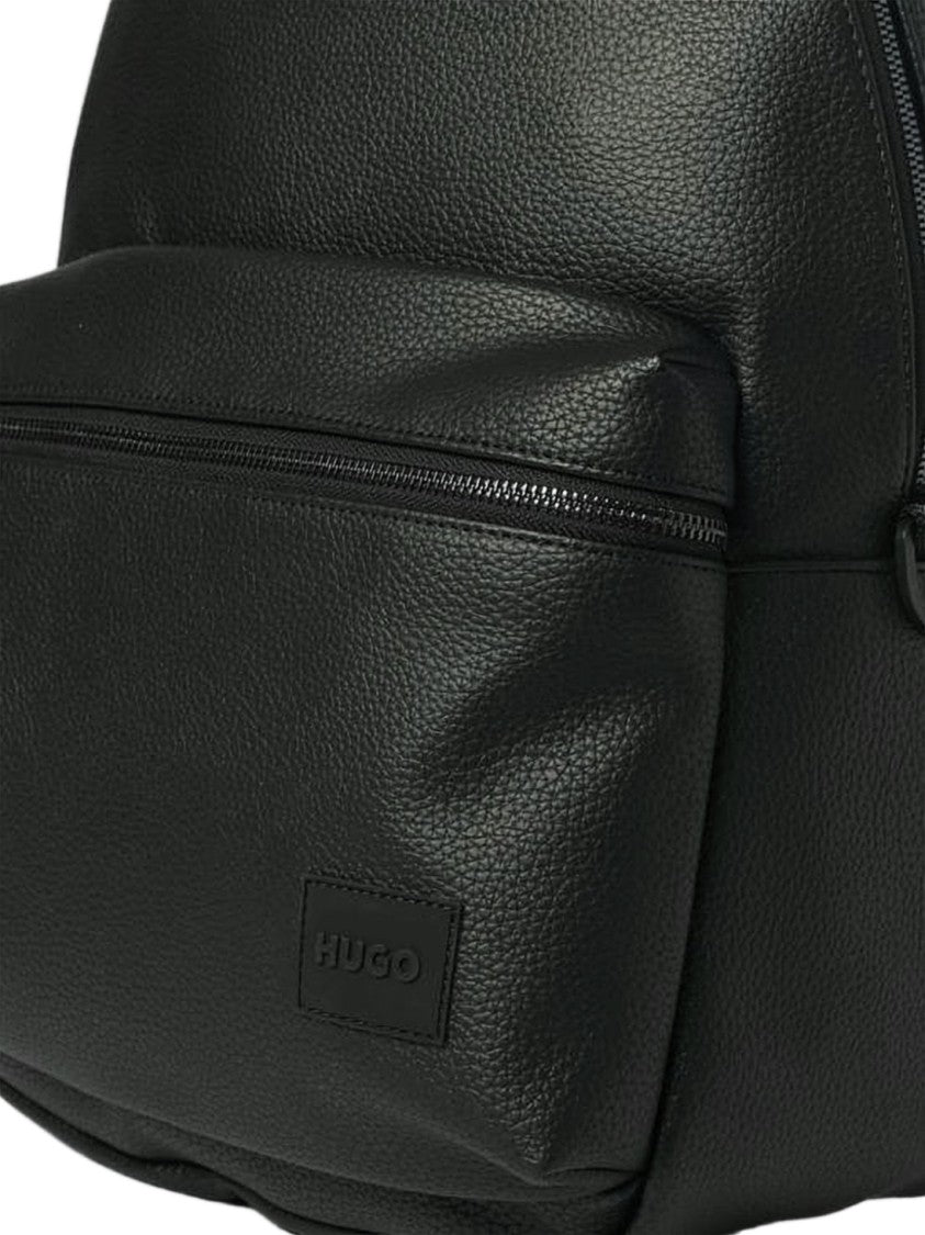 Hugo Boss Textured Synthetic Black Backpack With Embossed Logo