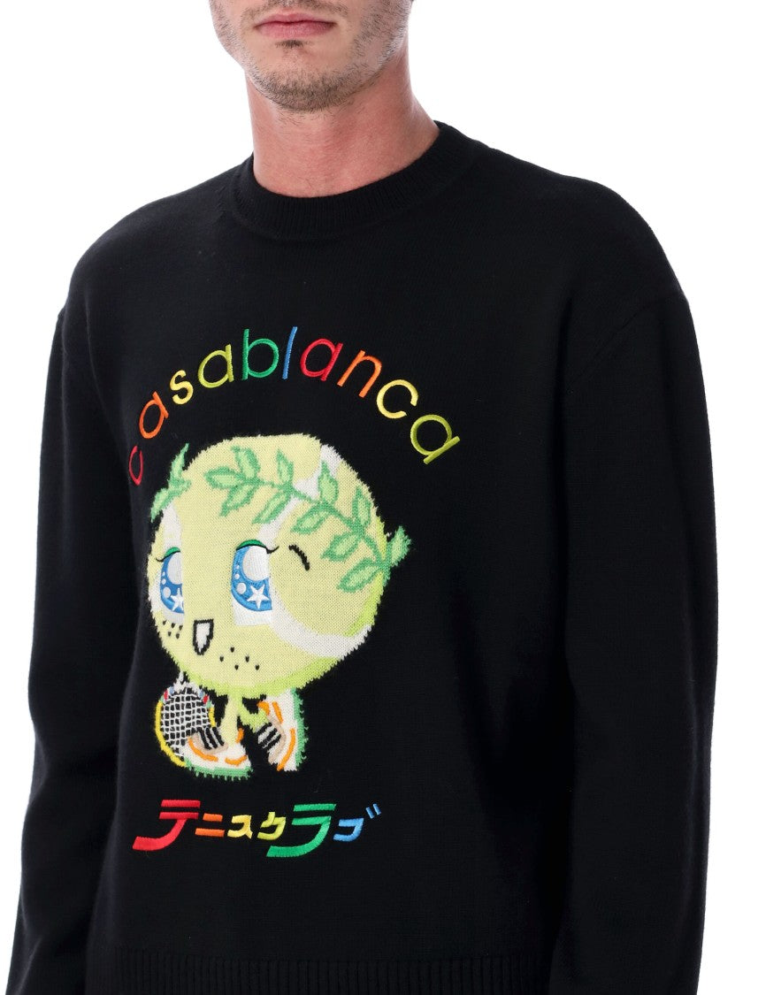 Casablanca Character Intarsia Crew Sweater