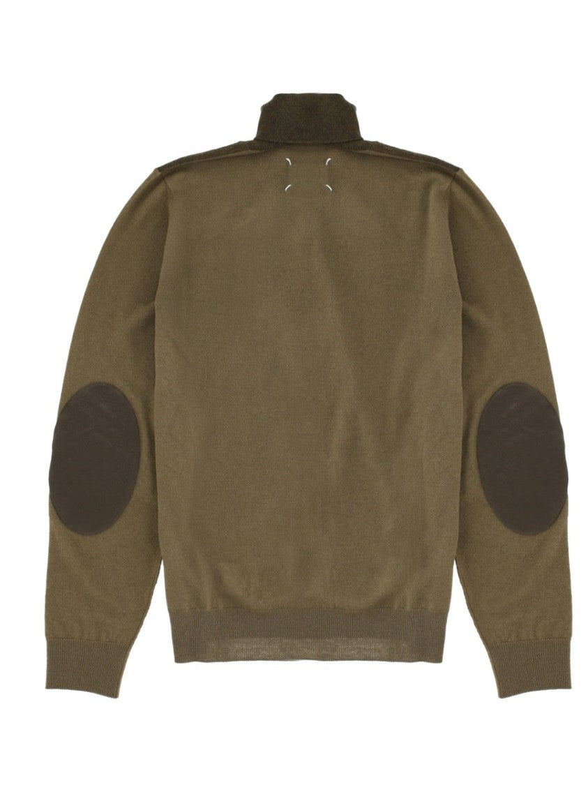 Maison Margiela Two-Tone Straight Fit Wool Panel Jersey Knitwear