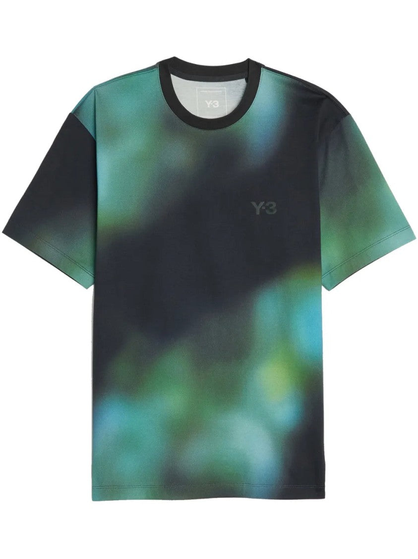 Y-3 Turquoise Blue-Green Tie-Dye T-Shirt With Appliquã© Logo