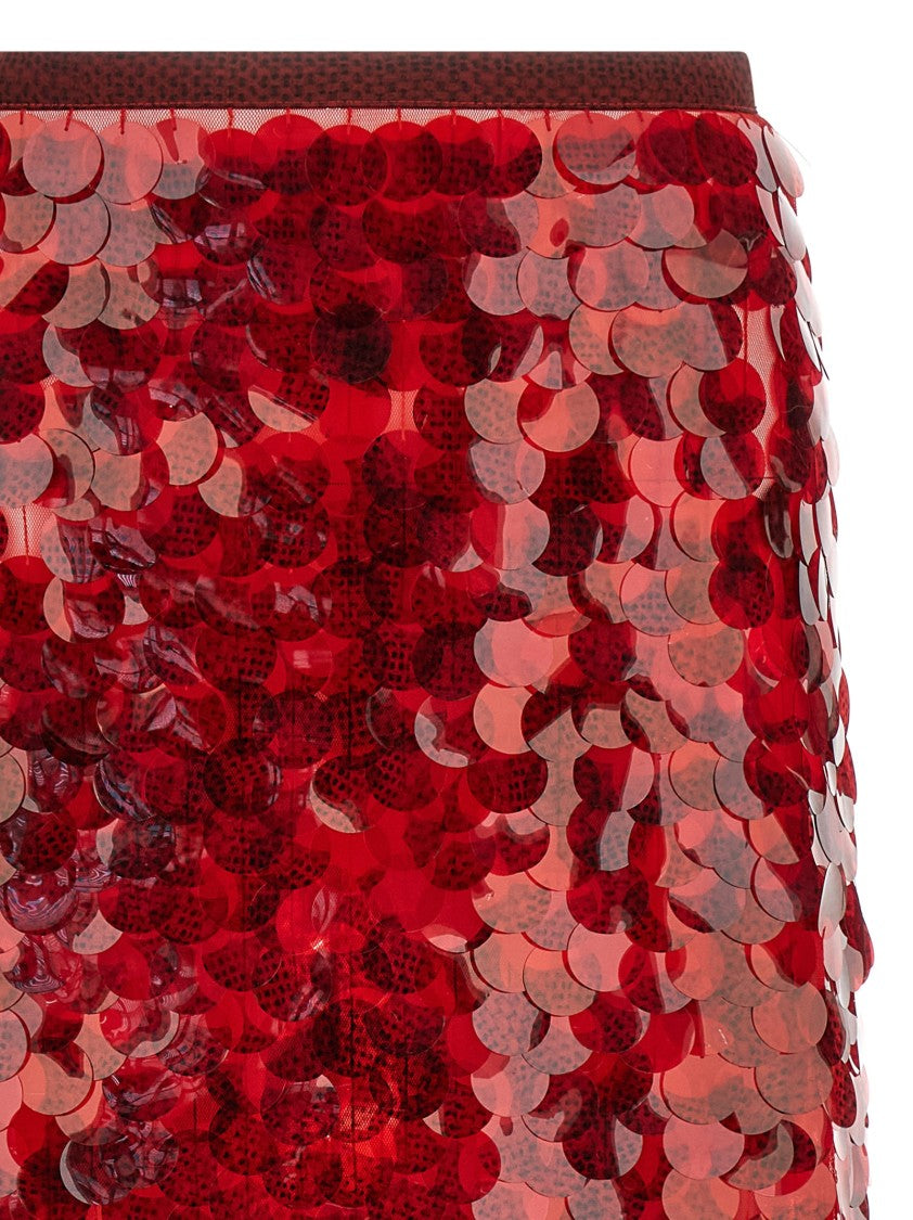 Fabiana Filippi Flared Mesh Skirt With All-Over Sequin Appliqué