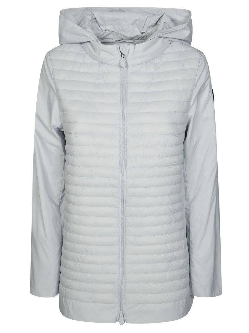 Save The Duck Hooded White Quilted Coat