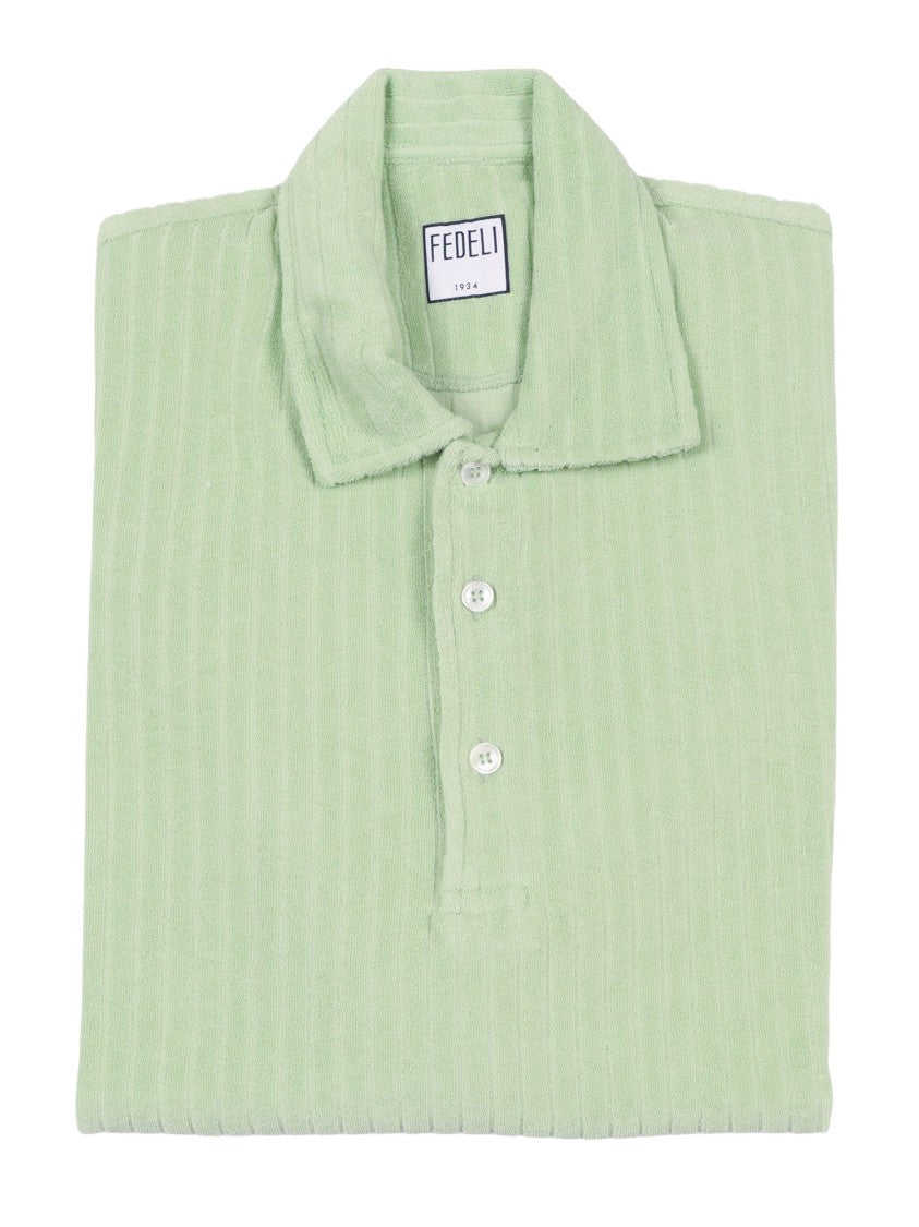 Fedeli Pastel Green Soft Ribbed Polo Shirt