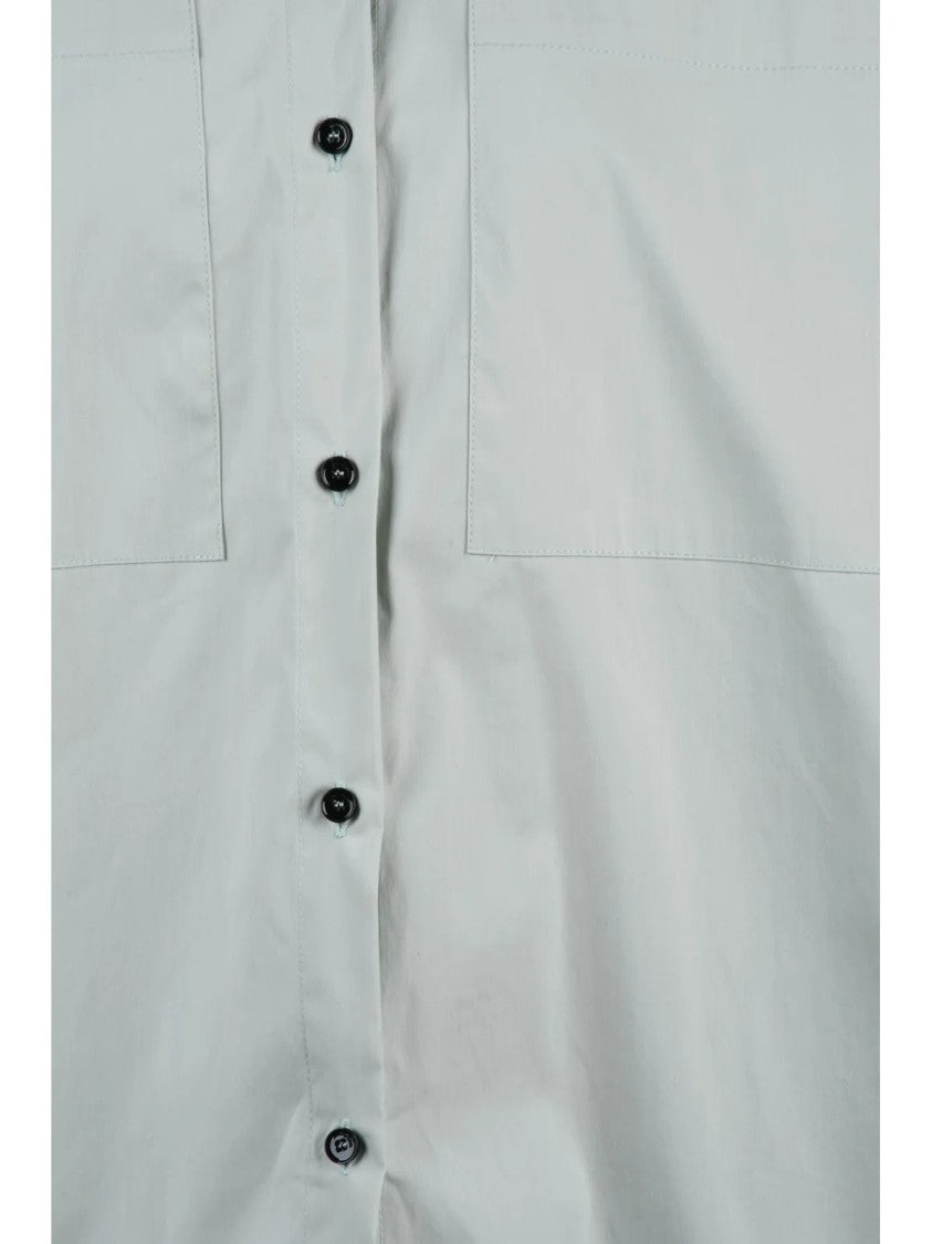 Liviana Conti Pistachio Green Cotton Polyamide Elastane Oversize Shirt