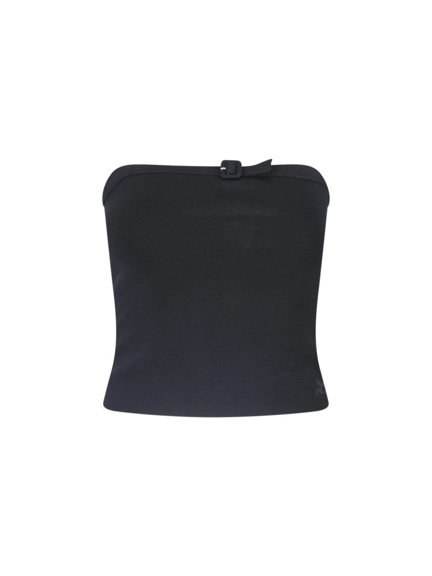Courrèges Black Buckle Knit Bustier Top