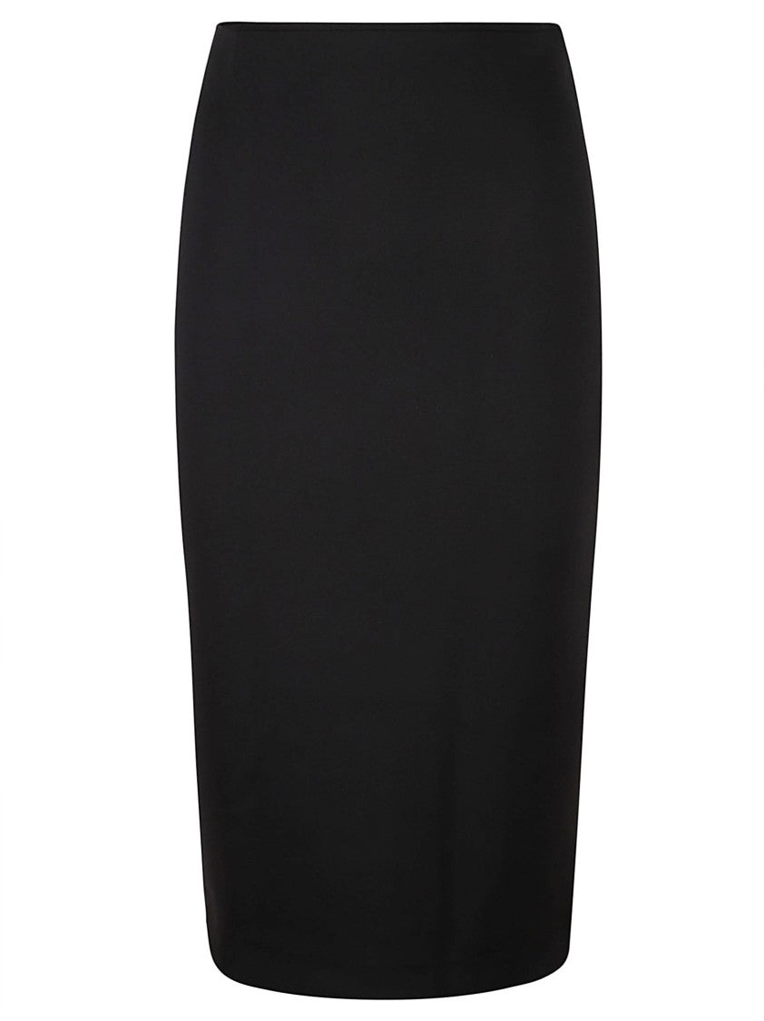 Wolford Fitted Black Midi Skirt With High Waist And Subtle Slit