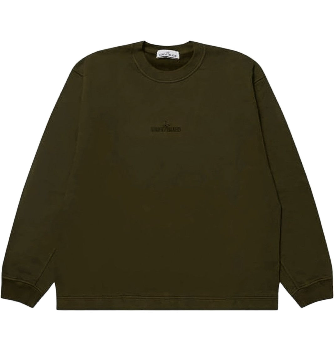 Stone Island Olive Green Long-Sleeve Crewneck Shirt