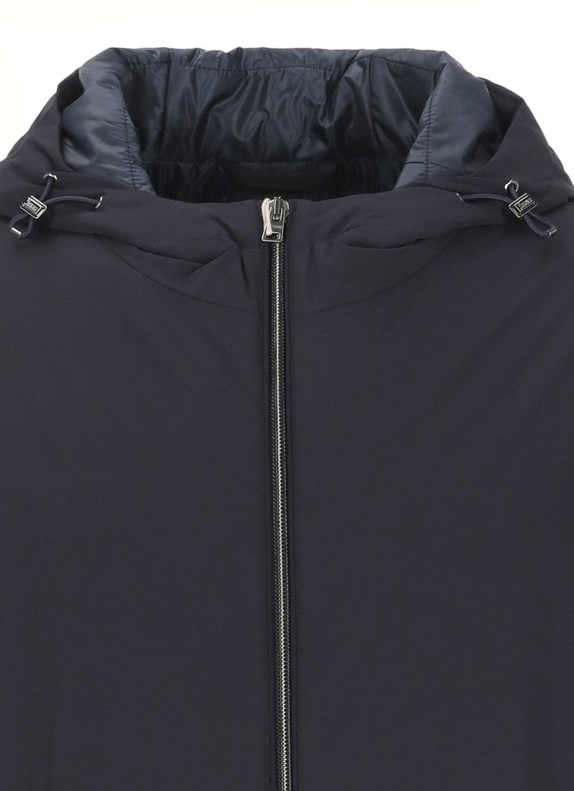 Herno Dark Blue Padded Parka With Adjustable Hood And Functional Design