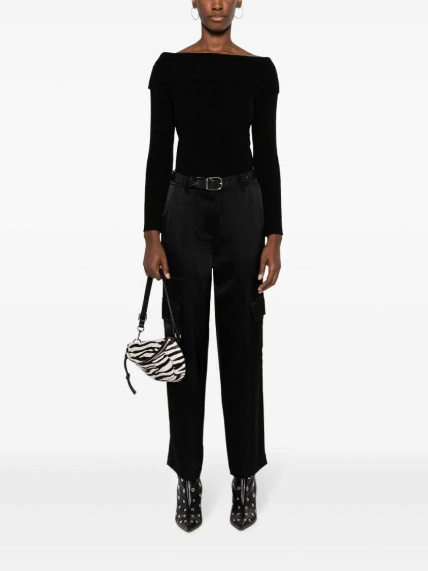 Michael Kors Black Satin Cargo Pants