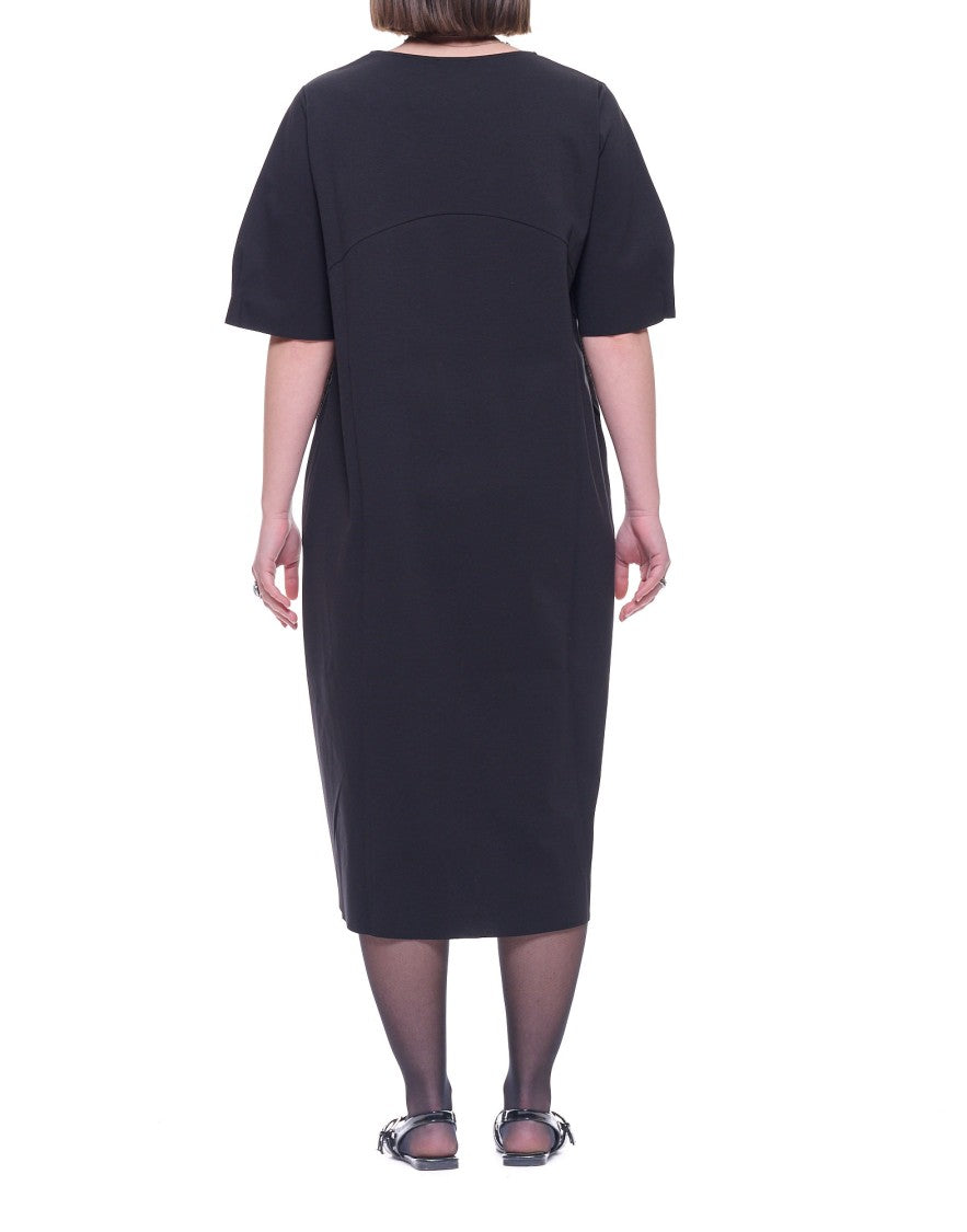 Hira Long Crew Neck Cotton Blend Dress
