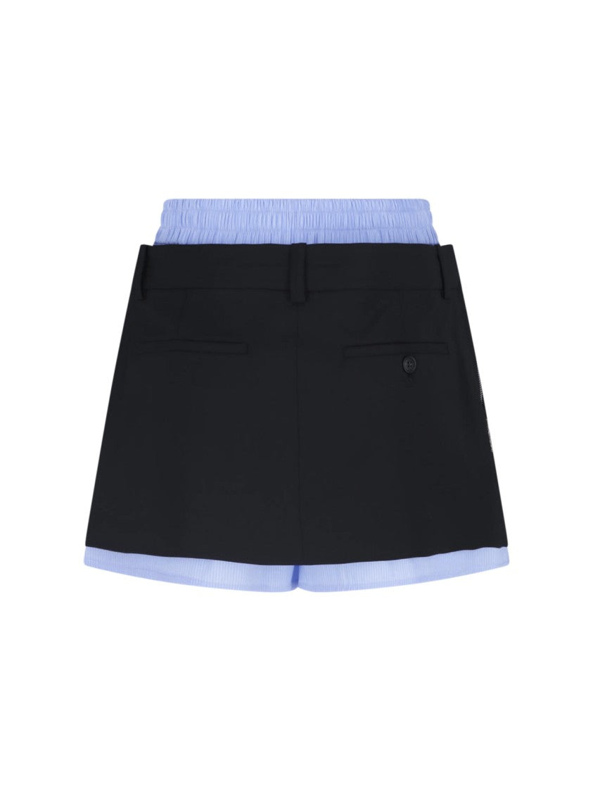 Alexander Wang Light Blue Pleated Front Zipper Shorts